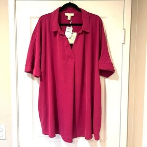 By Design 2x Pink Flowy Textured Tunic with pockets